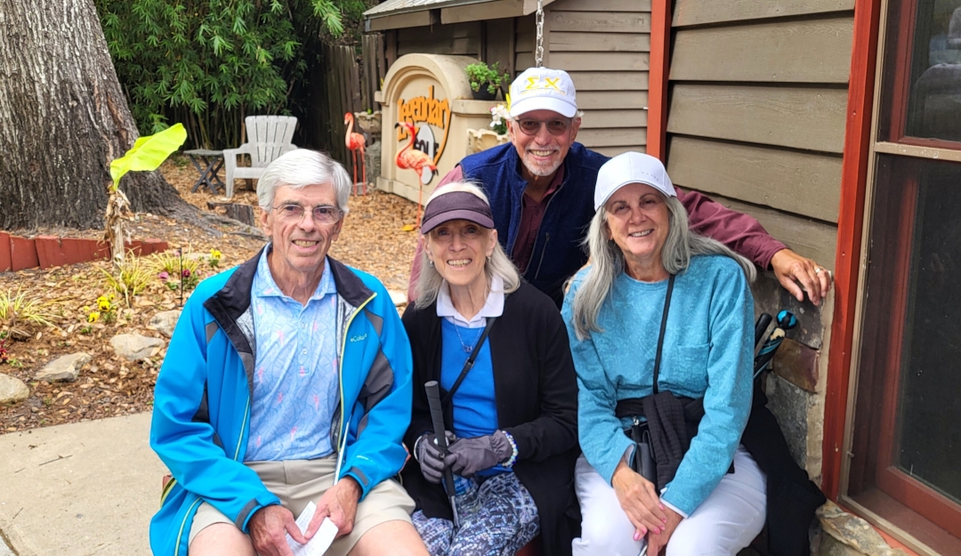 Newest chapter member, Pat Russell, with his wife and the Catanias following their 36 holes of Legendary miniature golf